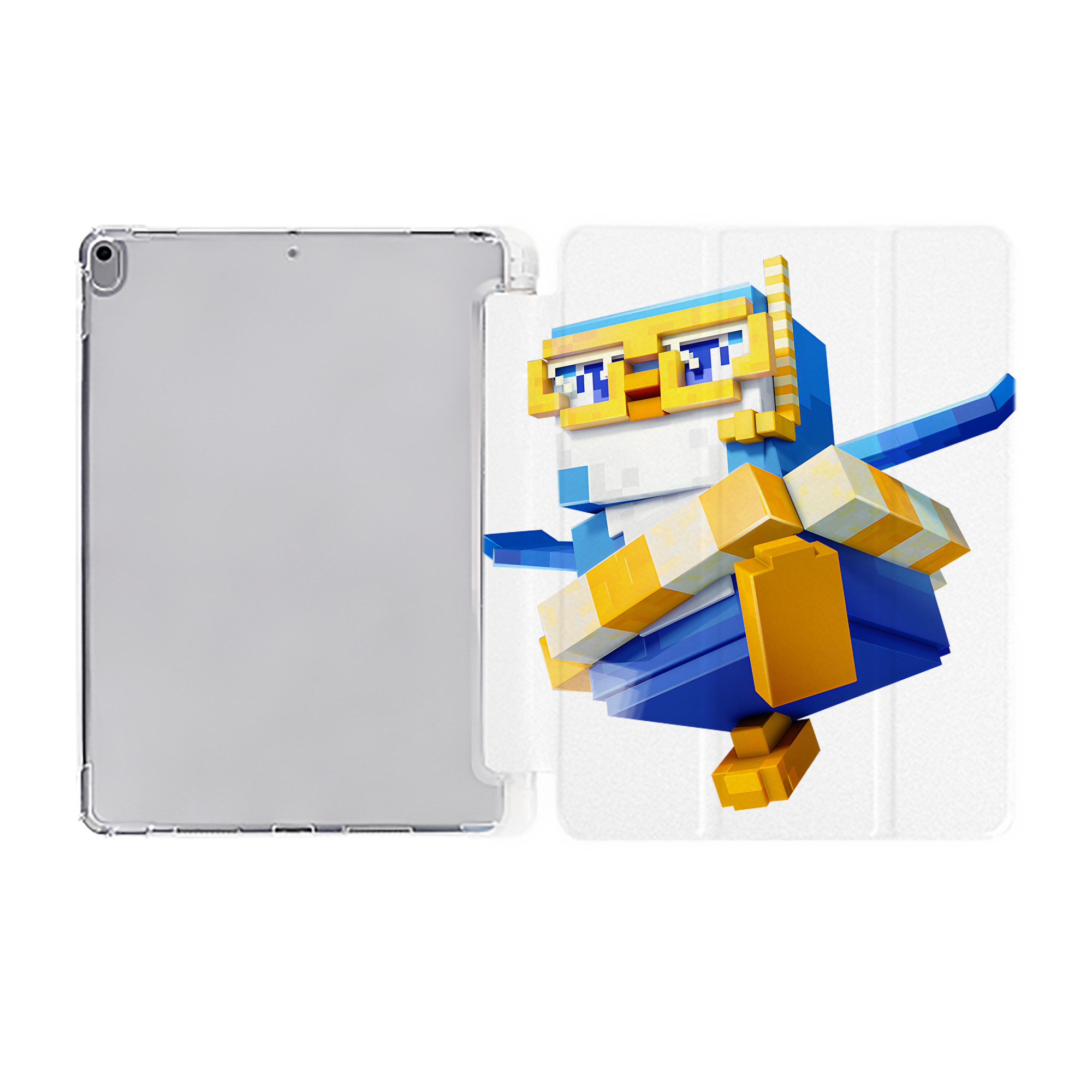 （画像用） マインクラフト ブロックの世界 Minecraft MC Block world IPad ケース ペン収納付き 三つ折りスタンド PUレザー×シリコン 対応機種9.5/10.5/10.9インチ